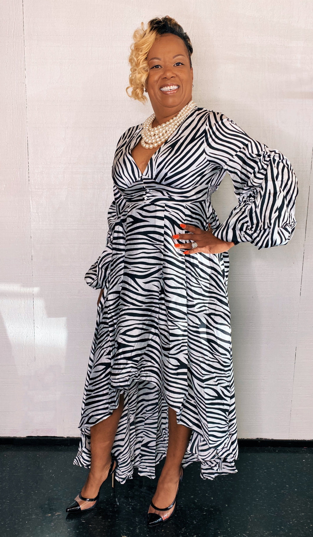 Hi Low Zebra Print Dress