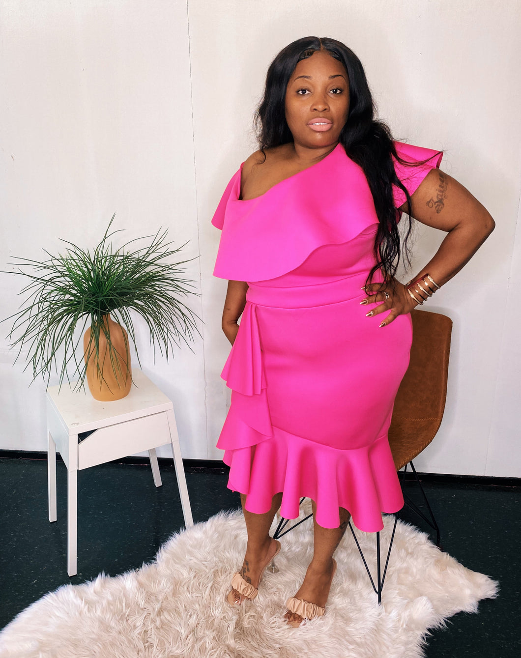 Fuschia Ruffle Dress